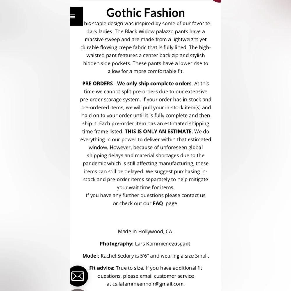 La femme en noir palazzo pants black large - Picture 3 of 6